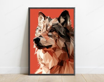 Geometric Wolf Portrait Pop Art Print | Modern Abstract Animal Wall Art | Contemporary Home Decor