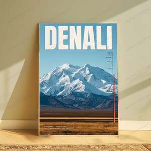 Denali Mountain Elevation Print | Alaska Travel Poster | Minimalist Landscape Wall Art image 5