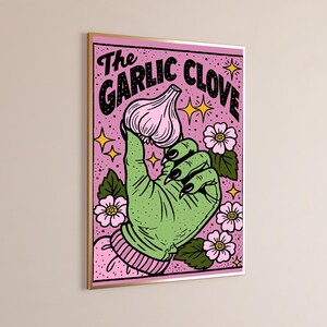 The Garlic Clove Pop Art Print | Vibrant Food Wall Art | Retro Kitchen Decor | Digital Download A3 A2 A1 image 3