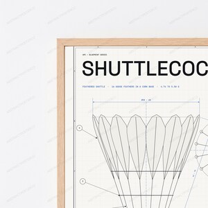 Shuttlecock Technical Blueprint Print | Badminton Sports Equipment Diagram | Vintage Engineering Art image 2
