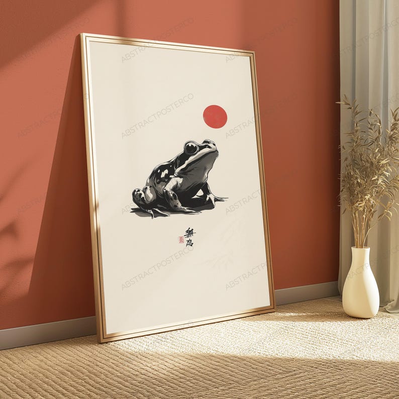 Minimalistisk groda Ukiyo-e-tryck | Japansk träblocksaffisch (digital nedladdning) bild 5