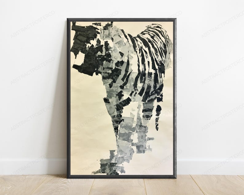 Abstract Zebra Wall Art | Bold Painterly Animal Print | Black White Zebra Artwork | Digital Download A3 A2 A1 image 1