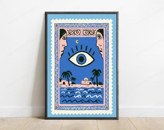 Mystical Third Eye Tarot Card Print | Celestial Palm Reader Art | Spiritual Wall Decor | Digital Download A3 A2 A1