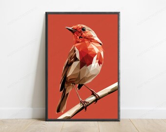 Geometric Bird Low Poly Pop Art Print | Abstract Wildlife Wall Art | Modern Home Decor