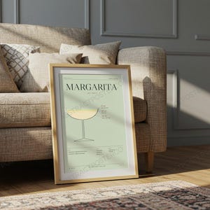 Margarita Cocktail Recipe Print shown in a living room