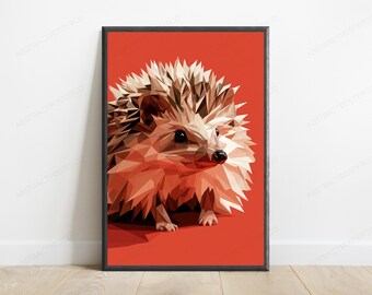 Geometric Hedgehog Pop Art Print | Low-Poly Faceted Wall Art | Modern Home Decor