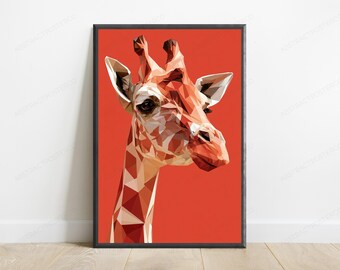 Geometric Giraffe Pop Art Print | Low Poly Safari Wall Art | Modern Home Decor