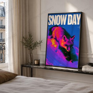 Neon Wolf Pop Art Print shown in a bedroom