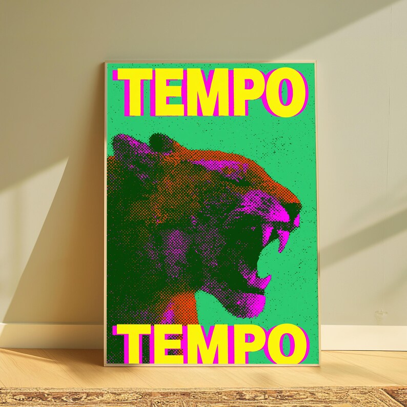 Neon Tempo Bull Pop Art Print | Vibrant Animal Wall Art | Minimalist Home Decor | Digital Download A3 A2 A1 image 5