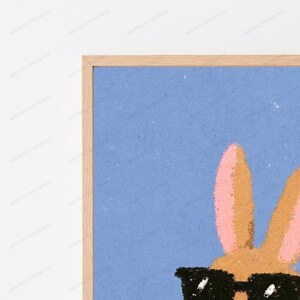Cool Rabbit Sunglasses Coffee Pop Art Print | Stylish Bunny Wall Art | Minimalist Animal Decor | Digital Download A3 A2 A1 image 2