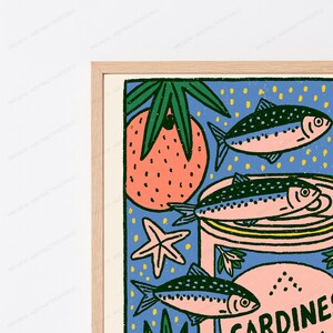 Impressão artística de sardinhas em lata | Decoração de parede retrô para cozinha | Arte minimalista para despensa | Download digital A3 A2 A1 imagem 2