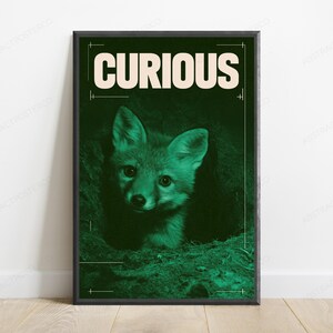 Curious Coyote in Emerald Night | Wildlife Pop Art Print | Moody Home Décor