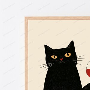 Black Cat Wine Lover Pop Art Print | 'Say When' Cheeky Minimalist Wall Art | Funny Pet Home Decor image 2