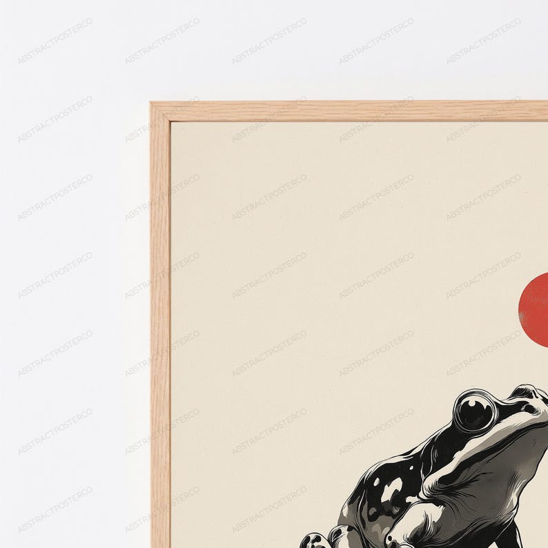 Minimalistisk groda Ukiyo-e-tryck | Japansk träblocksaffisch (digital nedladdning) bild 2