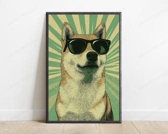 Cool Chihuahua Sunglasses Pop Art Print | Retro Dog Wall Art | Minimalist Home Decor | Digital Download A3 A2 A1