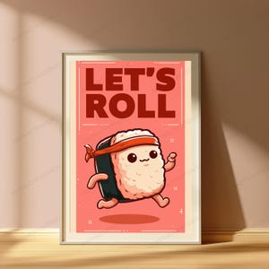 Let's Roll Sushi Character Pop Art Print | Cute Food Art | Kitchen Wall Decor image 5