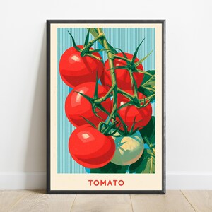 Ripe Tomato Vine Food Art Print | Vibrant Red Kitchen Wall Decor | Minimalist Produce Poster | Digital Download A3 A2 A1 image 7
