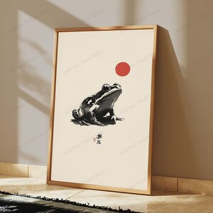 Minimalistisk groda Ukiyo-e-tryck | Japansk träblocksaffisch (digital nedladdning) bild 4