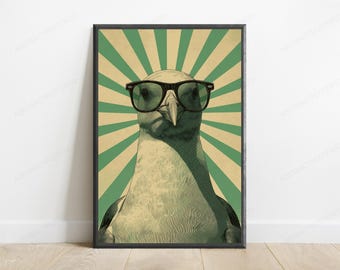 Cool Eagle Sunglasses Print | Retro Pop Art Bird | Minimalist Wall Decor | Digital Download A3 A2 A1
