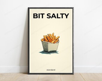 Bit Salty French Fries Pop Art Print | Funny Food Wall Art | Kitchen Decor | Digital Download A3 A2 A1