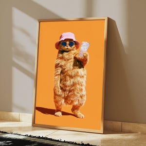 Cool Meerkat Sunglasses Pop Art Print | Funny Animal Wall Art | Vibrant Home Decor | Digital Download A3 A2 A1 image 4