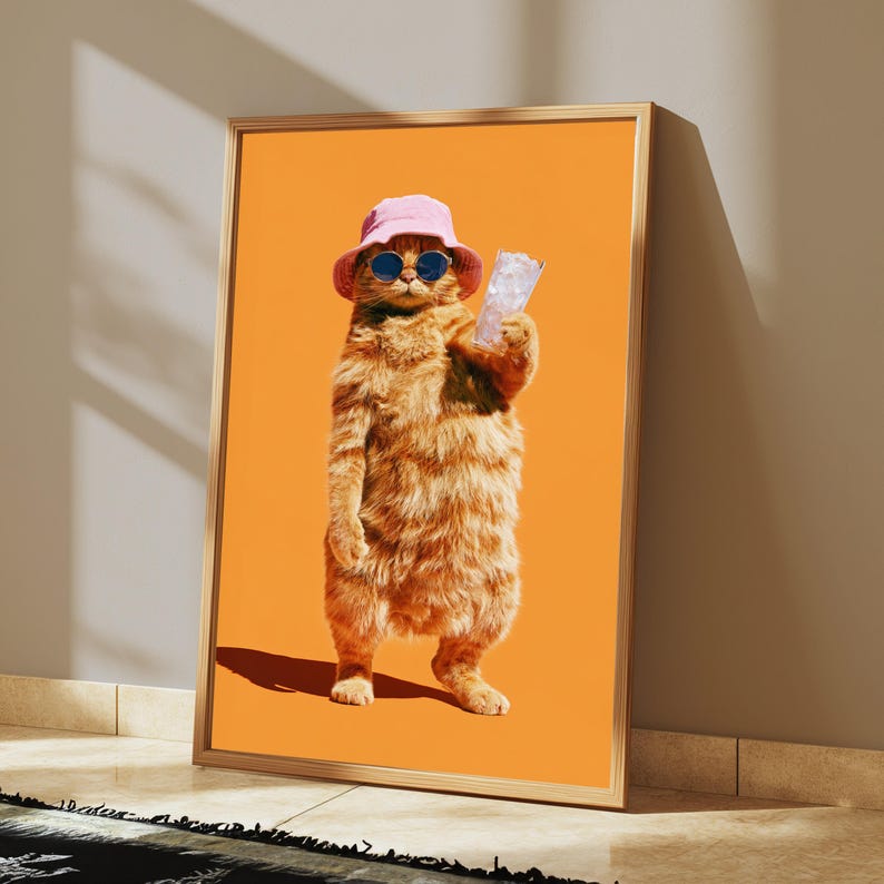 Cool Meerkat Sunglasses Pop Art Print | Funny Animal Wall Art | Vibrant Home Decor | Digital Download A3 A2 A1 image 4