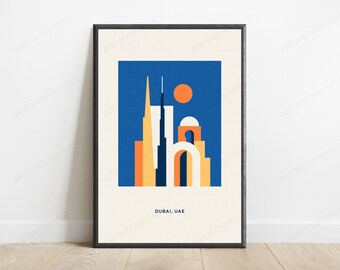 Dubai Skyline Modern Architecture Print | Minimalist Geometric Art | City Skyline Wall Decor