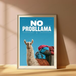 No Probllama Pop Art Print | Funny Llama Travel Adventure Wall Decor image 4