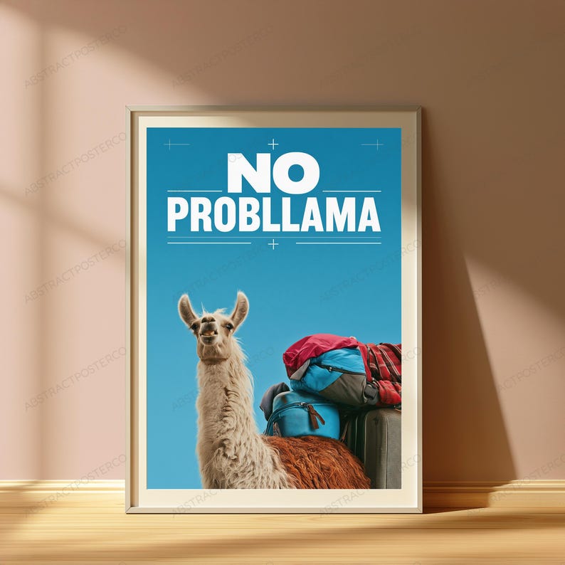 No Probllama Pop Art Print | Funny Llama Travel Adventure Wall Decor image 4