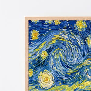 Starry Night Field Landscape Print | Swirling Sky Wall Art | Van Gogh Inspired Minimalist | Digital Download A3 A2 A1 image 2