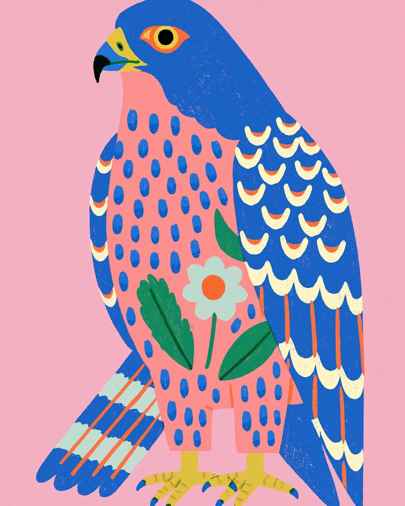 Colorful Falcon Pop Art Print | Minimalist Bird Wall Art | Modern Home Decor | Digital Download A3 A2 A1 image 10