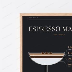 Espresso Martini Cocktail Recipe Print | Bar Spec Wall Art | Minimalist Drinks Poster image 2