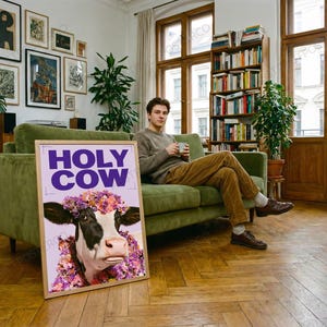 Holy Cow Pop Art Print shown in a living room
