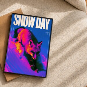 Neon Wolf Pop Art Print, close-up of the print
