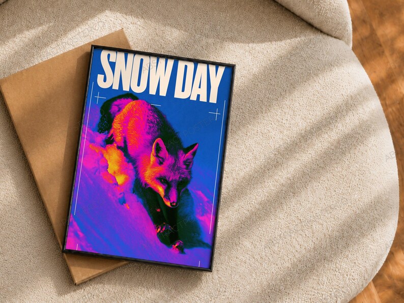 Neon Wolf Pop Art Print, close-up of the print