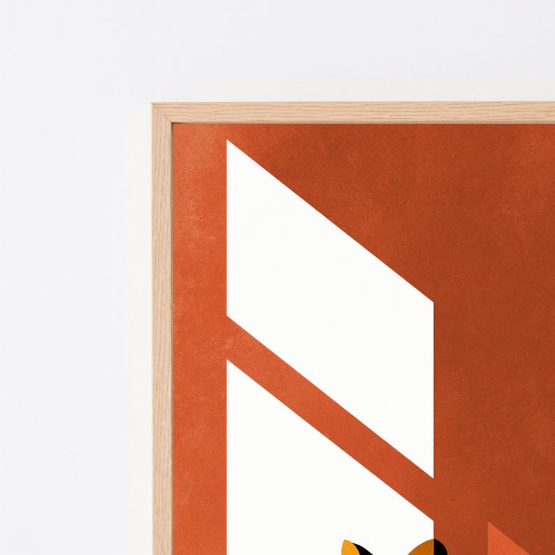 Stampa artistica minimalista "Tigre a riposo" / Arte murale astratta geometrica / Decorazione per la casa in terracotta calda / Download digitale A3 A2 A1 immagine 2