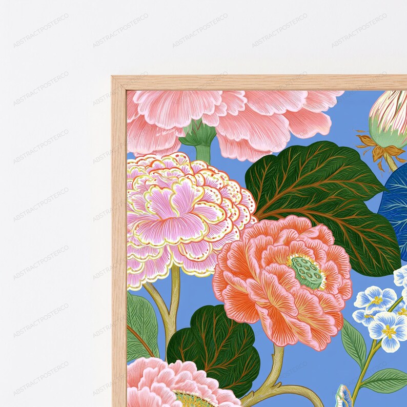 Botanical Flower Garden Art Print | Pink Peony Tulip Floral | Minimalist Wall Decor | Digital Download A3 A2 A1 imagen 2