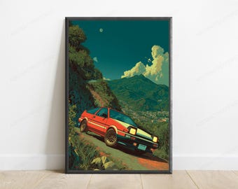 Toyota AE86 Vintage JDM Poster | Retro Drift Car Illustration (Digital Download)