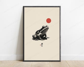 Minimalist Frog Ukiyo-e Print | Japanese Woodblock Poster (Digital Download)