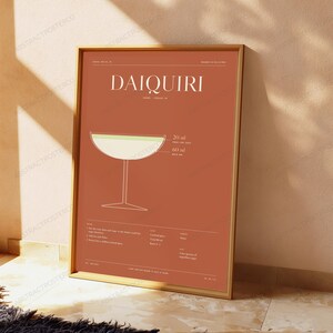 Daiquiri Cocktail Recipe Print | Minimalist Bar Art | Terracotta Kitchen Wall Decor image 5