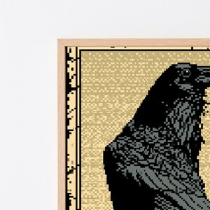 Raven Pixel Art Print | 8-Bit Black Bird Wall Art | Retro Gaming Style Home Decor | Digital Download A3 A2 A1 image 2