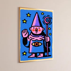 Pink Wizard with Magic Wand Pop Art Print | Mystical Character Wall Art | Colorful Home Décor | Digital Download A3 A2 A1 image 9