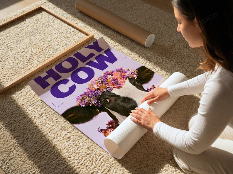 Holy Cow Pop Art Print, close-up of the print