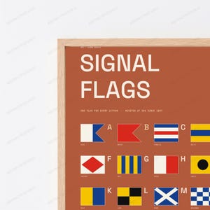 International Signal Flags A-Z Chart in Terracotta | Nautical Learn Series | Educational Wall Art Print image 2
