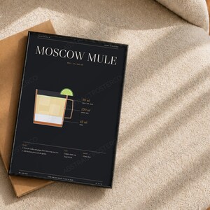 Moscow Mule Cocktail Recipe Print, close-up of the print
