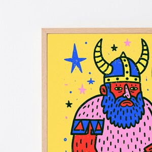 Bunte Wikinger Kriegerin Pop Art Print | Bold Axe Demon Charakter Wandkunst | Schrullige Wohnkultur | Digitaler Download A3-A2-A1 Bild 8