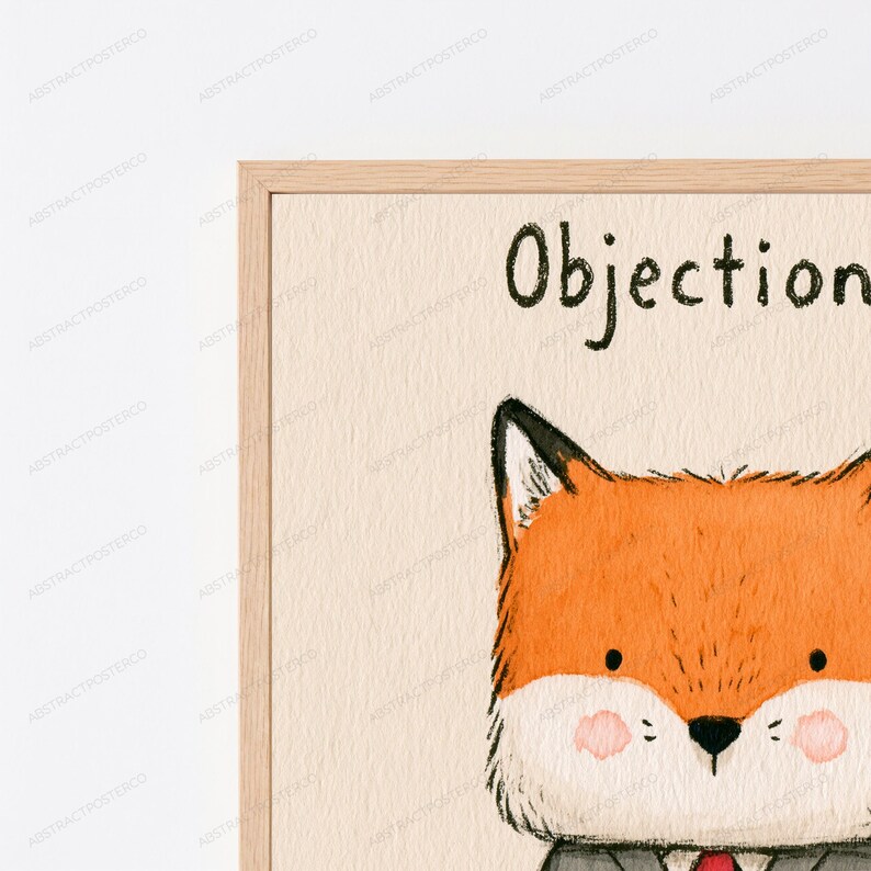 Aquarelprint van een vos die een advocaat is | Leuke dierenprint | Kantoordecoratie | Digitale download afbeelding 2