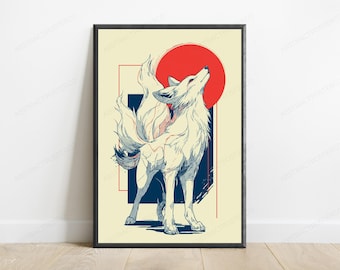 Japanse kraanvogel Ukiyo-e prent | Houtsnede vogel wanddecoratie (digitale download)