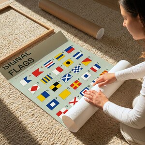 International Signal Flags A-Z Chart in Sage, close-up of the print