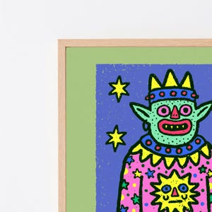 Colorful Demon Creature Pop Art Print | Whimsical Monster Wall Art | Vibrant Home Decor | Digital Download A3 A2 A1 image 8